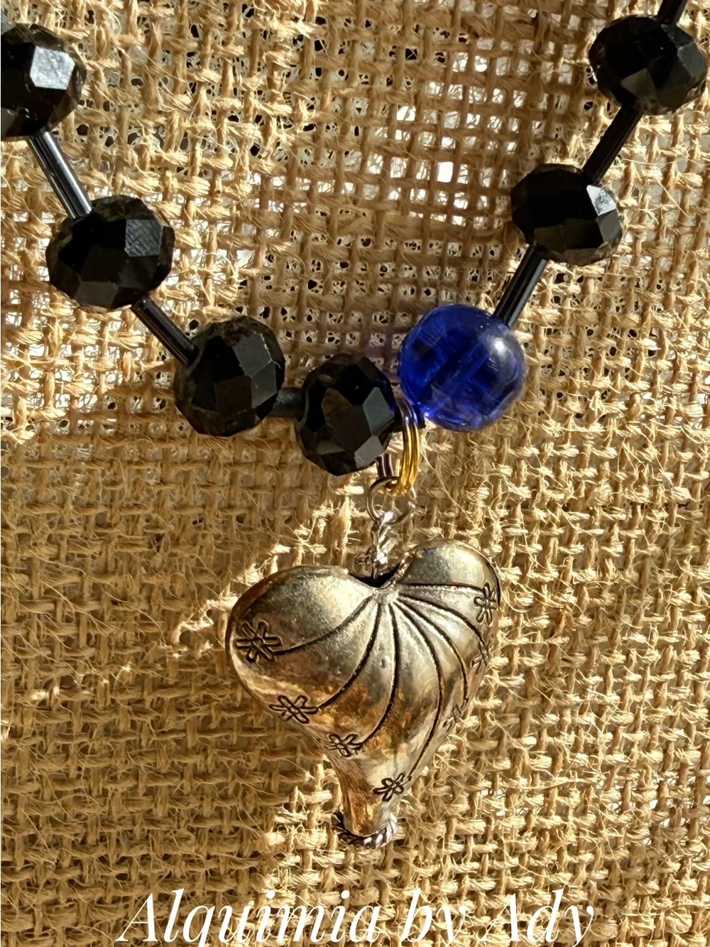 HIGH SUMMER + Black Faceted & Textured Beaded Necklace onyx